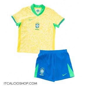 Brasile Prima Maglia Bambino Copa America 2024 Manica Corta (+ Pantaloni corti)